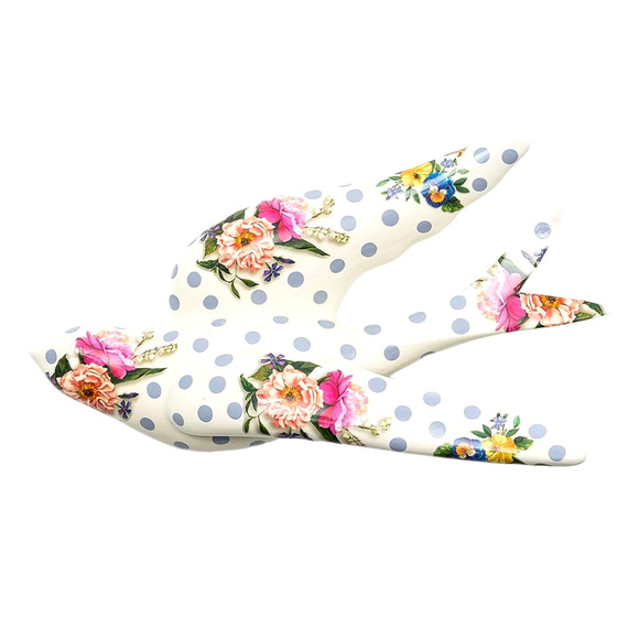 MACKENZIE CHILDS Wildflowers Swallowtail Wall Decor Blue 12x7x2 Resin New - Picture 1 of 5